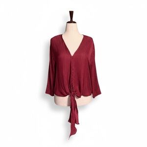 NWT Sorellas by Together Ella V-Neck Wine Colored Blouse - Size S